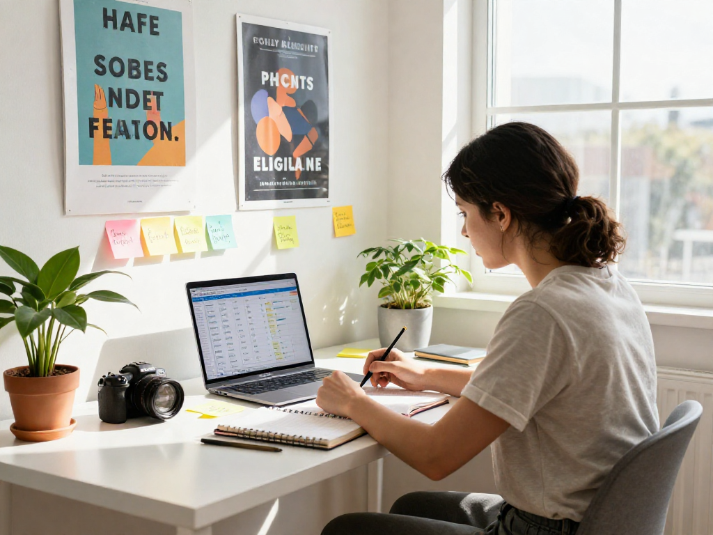 Focused individual using rokok88 tools in a vibrant workspace for personal development.