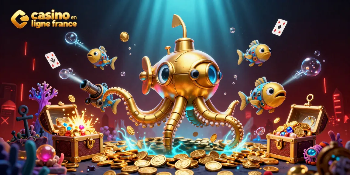 Découvrez le jeu captivant d'un kraken sous-marin en or sur un océan de pièces d'or, expérience de casino en ligne france.