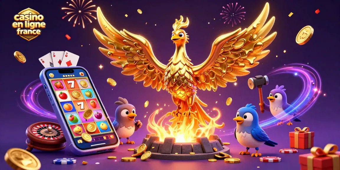 Jouez au casino en ligne France avec une illustration captivante de la culture ludique, ornée de pièces d'or et d'éléments de jeu.