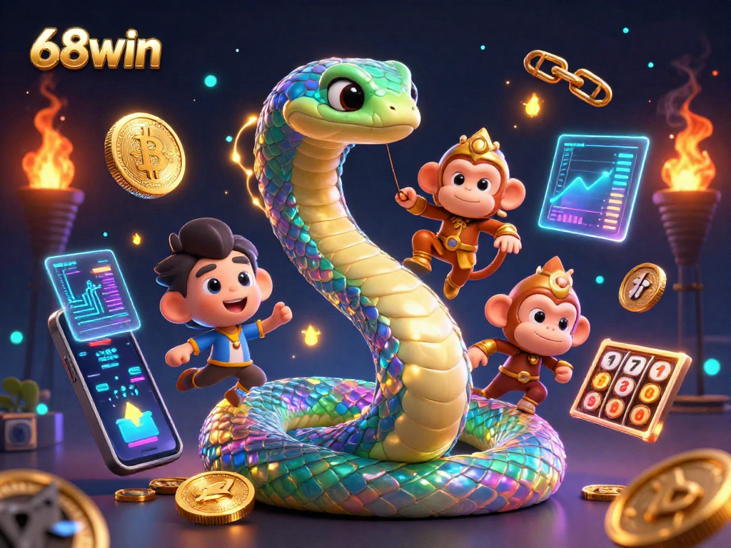 Experience thrilling gaming with 68win's vibrant slot scenes and dynamic crypto elements