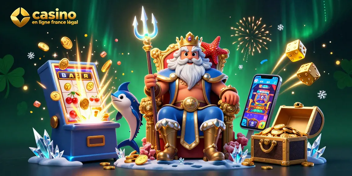 Profitez des jeux de casino en ligne légaux en France avec Neptune, samouraï et un trésor rempli d'or.