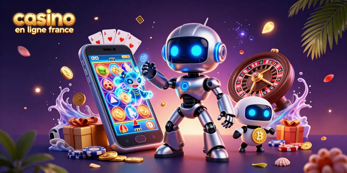 Jouez à des jeux captivants sur casino en ligne France avec des illustrations dynamiques d'un robot cyborg et un dragon holographique.