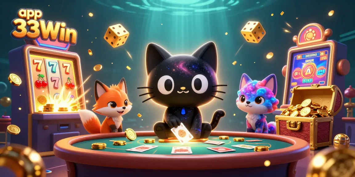 Experience the excitement of the app 33Win in this vibrant cosmic casino scene.
