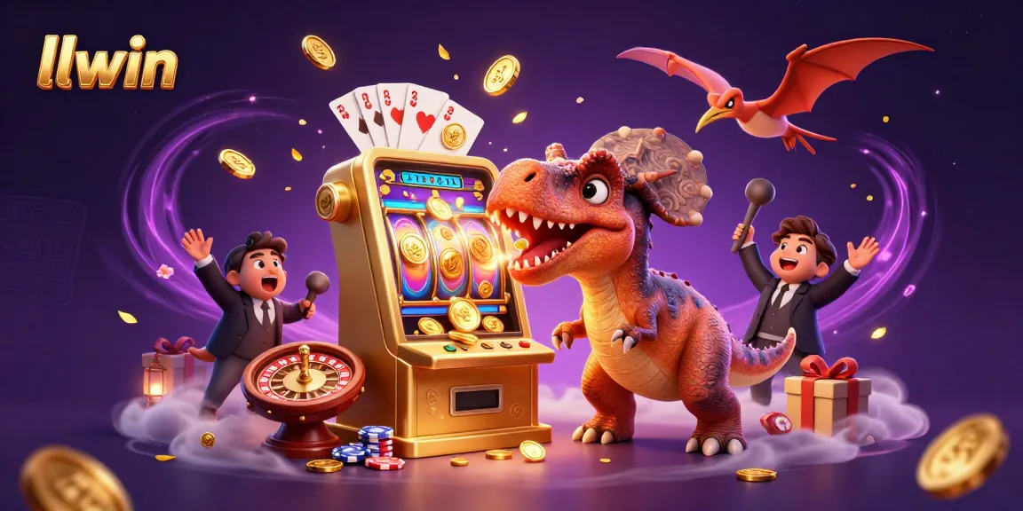 Experience jackpot excitement with llwin as a cartoon dinosaur powers the slot machine.