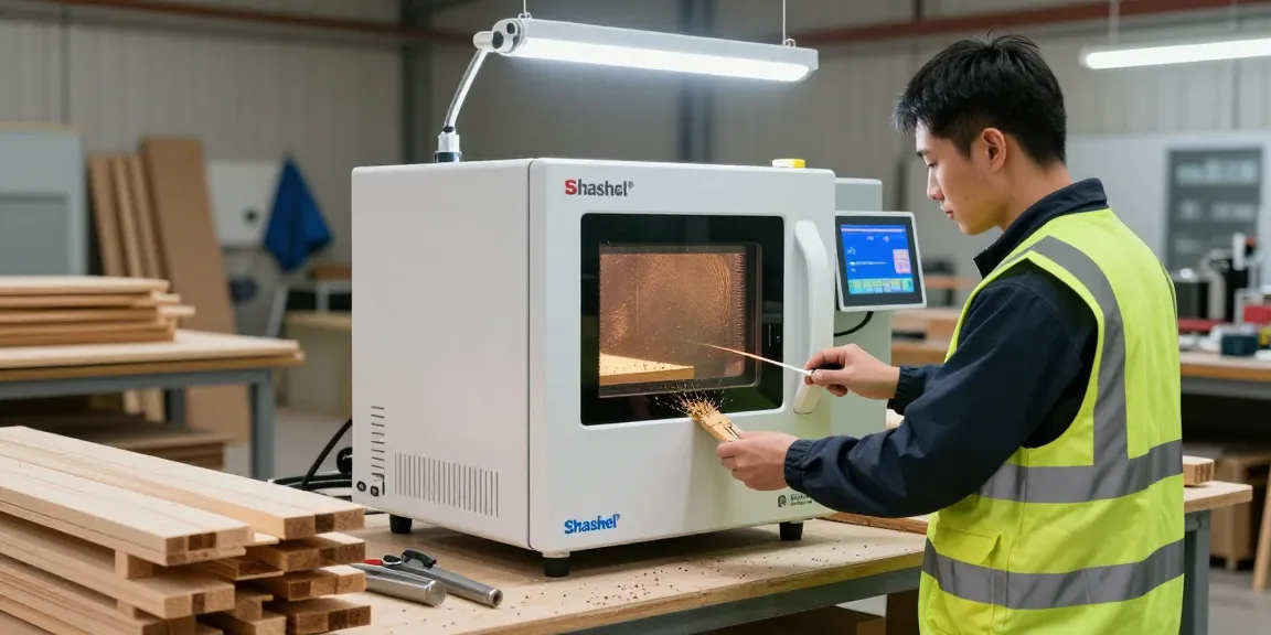 Shashel equipment in action for effective pest elimination in a wood processing workshop.
