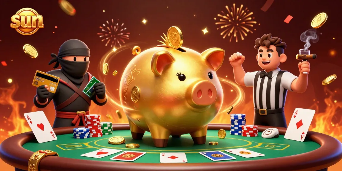 Experience thrilling action at a lively poker table as golden coins burst from the sun-themed scene.