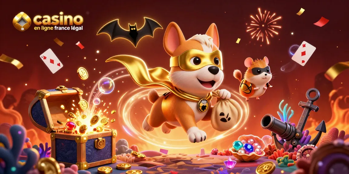 Participez à l'aventure dans un casino en ligne France légal avec ce héros canin portant une cape dorée.