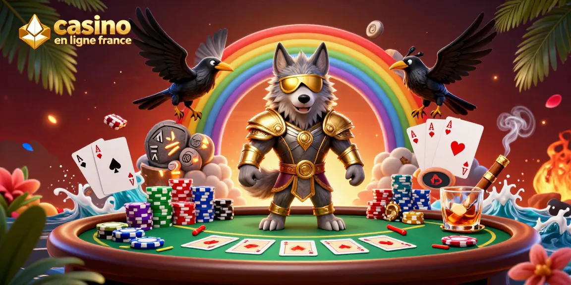 Découvrez notre illustration dynamique de casino en ligne France avec Odin et ses corbeaux.