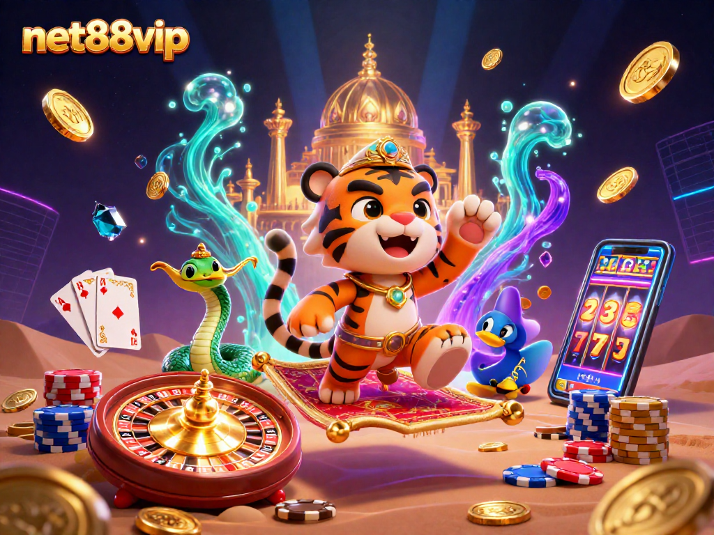 Experience thrilling wins with net88vip, showcasing a vibrant 3D casino adventure filled with excitement.