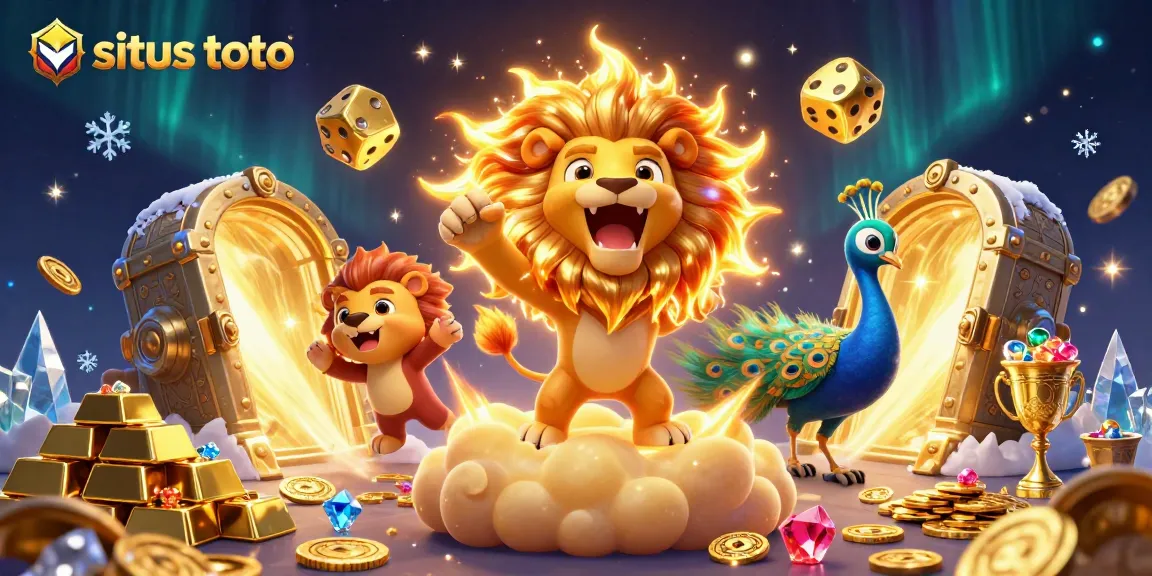 Experience situs toto with a thrilling 3D illustration of casino riches, golden dice, and treasure!