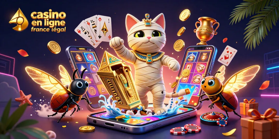 Une scène de casino riche affichant un chat momie égyptien, soulignant le casino en ligne France légal