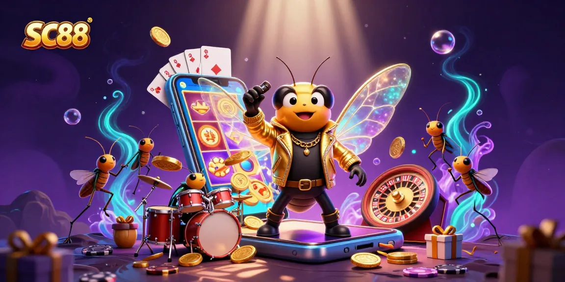 Experience the thrilling excitement of SC88 with a vibrant 3D casino scene featuring dynamic game elements.