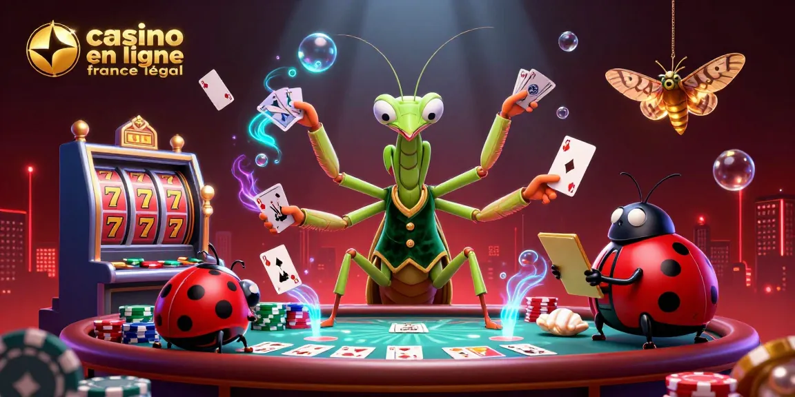 Jouez au casino en ligne légal en France avec une scène animée de poker et des personnages remplis d'énergie