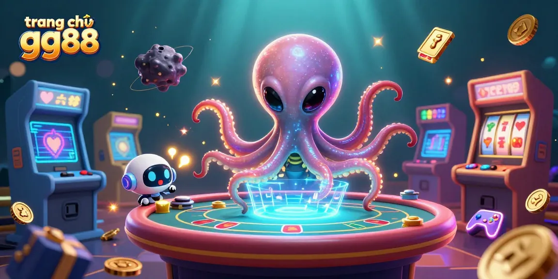 Engage with the vibrant universe of trang chủ gg88 featuring an alien octopus playing poker.