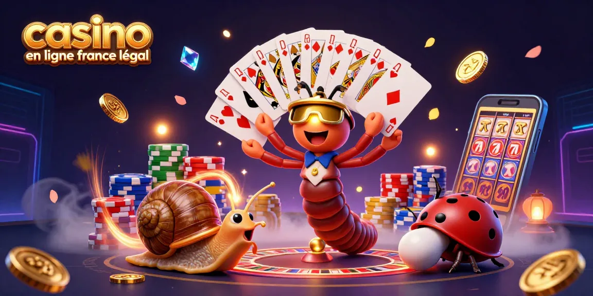 Jeu palpitant au casino en ligne légal en France avec un dealer en cartoon et des jetons colorés