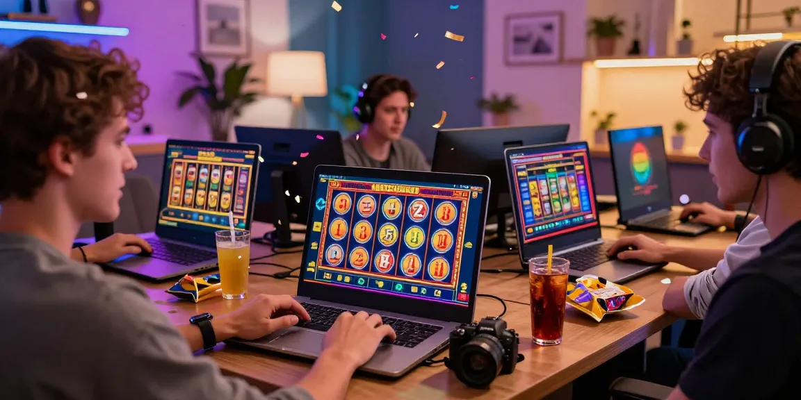 Engaging players enjoying slot online games in a vibrant, modern gaming setup.