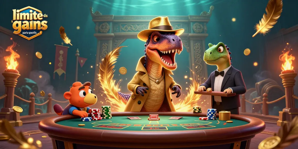 Découvrez la limite de gains paris sportifs avec des personnages dinosaures dans un environnement de jeu dynamique.
