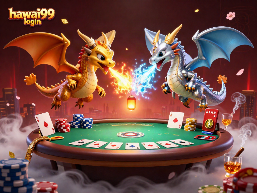 Experience the thrilling hawai99 login with dynamic poker dragons and vibrant casino elements.