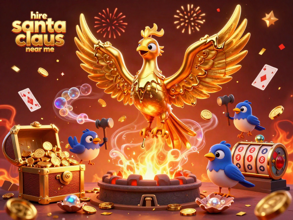 Experience the magic of hiring Santa Claus near me while enjoying an immersive casino scene filled with festive excitement.