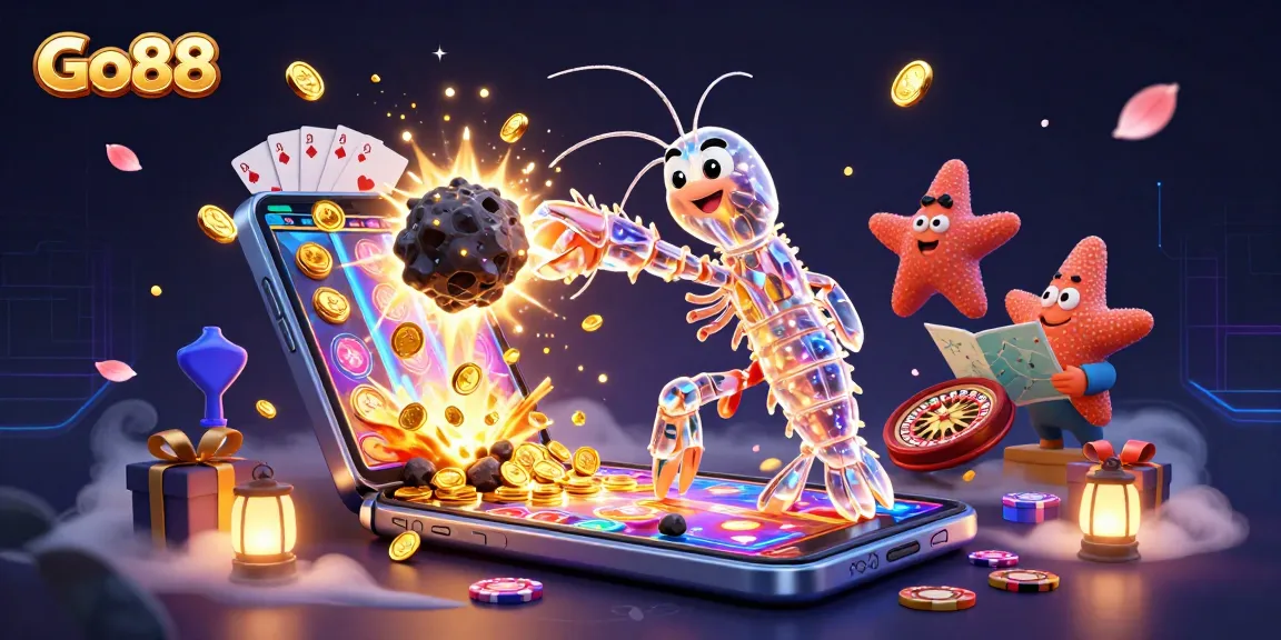 Engage with Go88’s gaming adventure featuring vibrant characters and casino elements in a rich digital illustration.