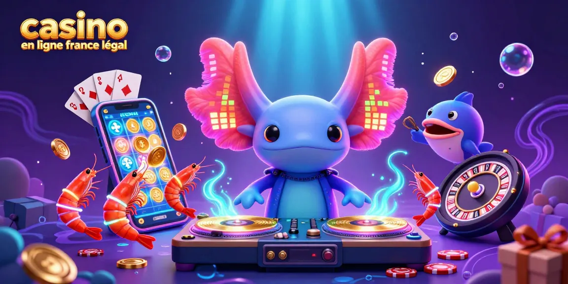 Profitez d'une expérience vibrante au casino en ligne légal en France avec un DJ axolotl et des éléments de jeu animés.