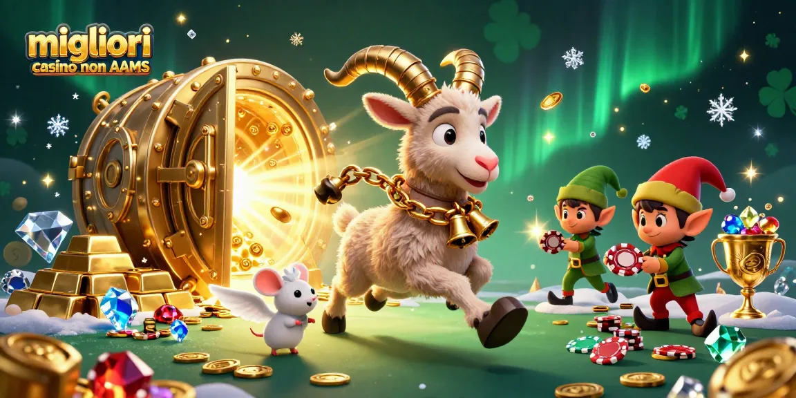 Migliori casino non AAMS con Krampus e elf gremlins che rubano fiches in un'atmosfera festosa e spaventosa.