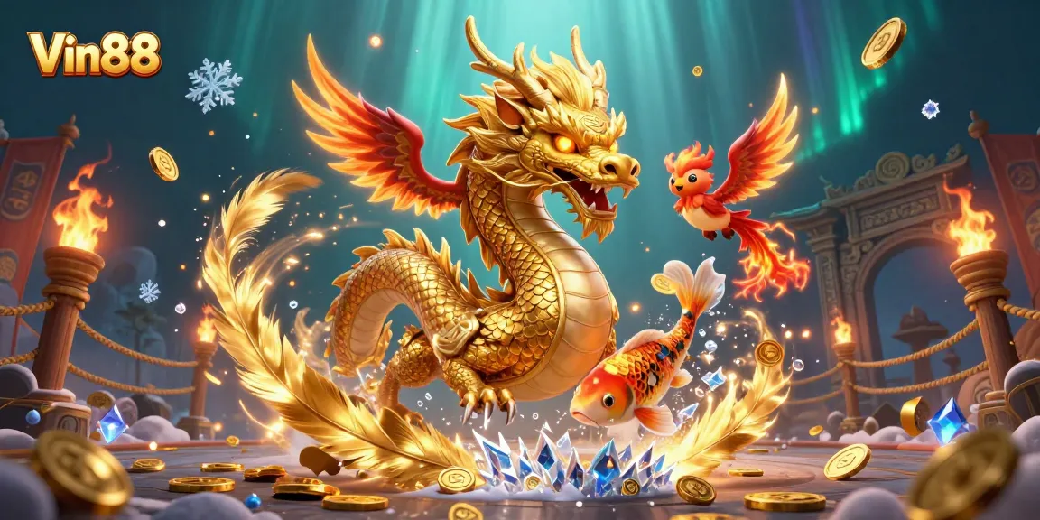 Experience thrilling winnings with Vin88's vibrant 3D casino scene featuring dynamic elements from an underwater world.