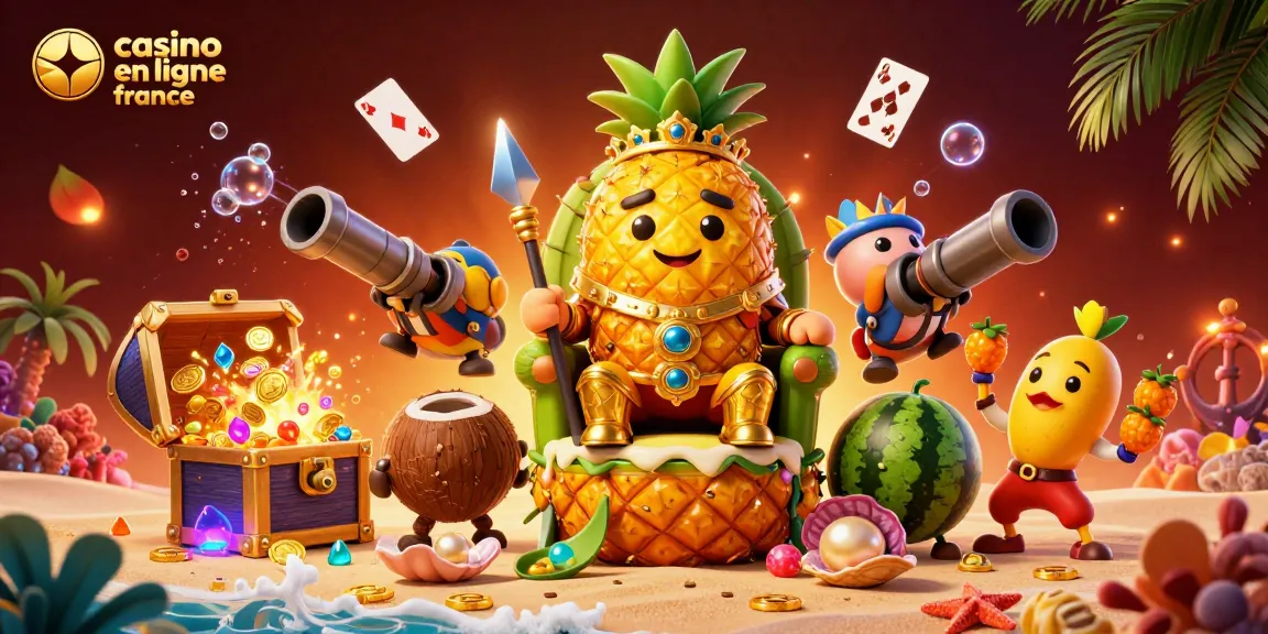 Découvrez l'univers ludique de casino en ligne France avec un roi ananas et ses gardes