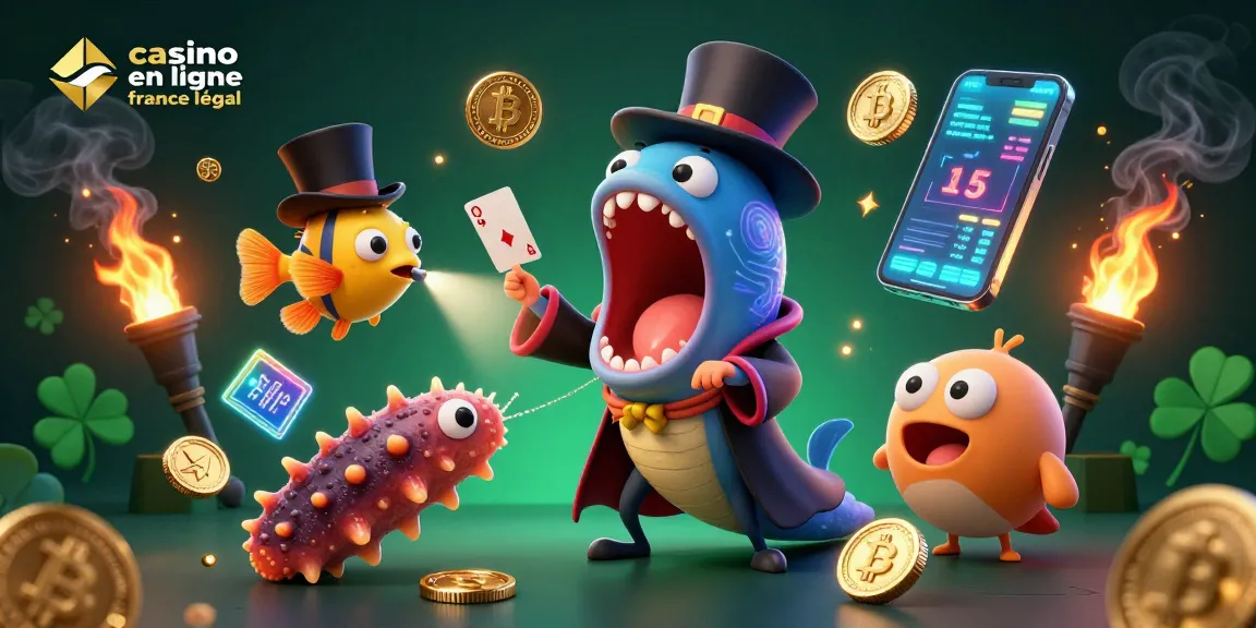 Animaux marins magiques montrant des cartes dans le casino en ligne France légal avec des effets brillants.