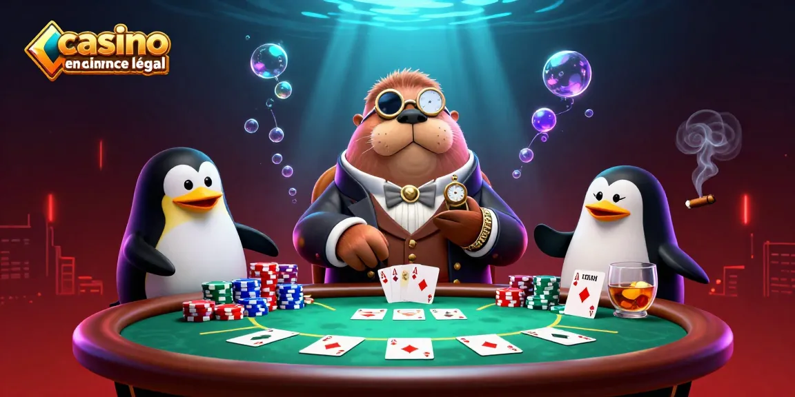Jouer au casino en ligne France légal avec un morse et un dealer pingouin sous la mer.