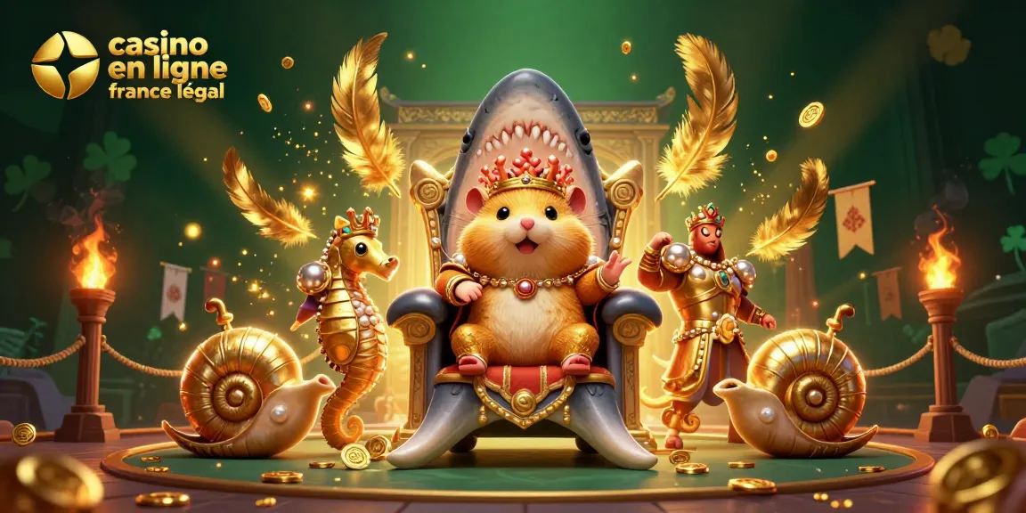 Rejoignez le roi hamster doré sur son trône de requin dans le casino en ligne France légal.