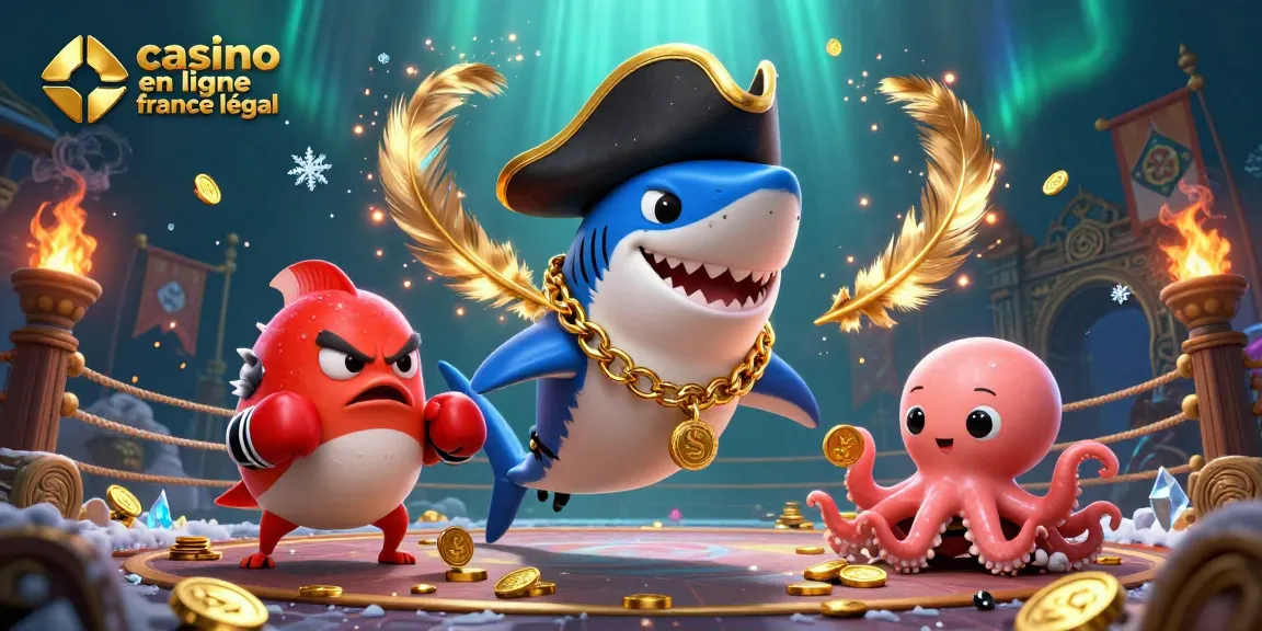 Participer aux jeux de casino en ligne France légal avec un poisson-pirate et un pouf boxeur.