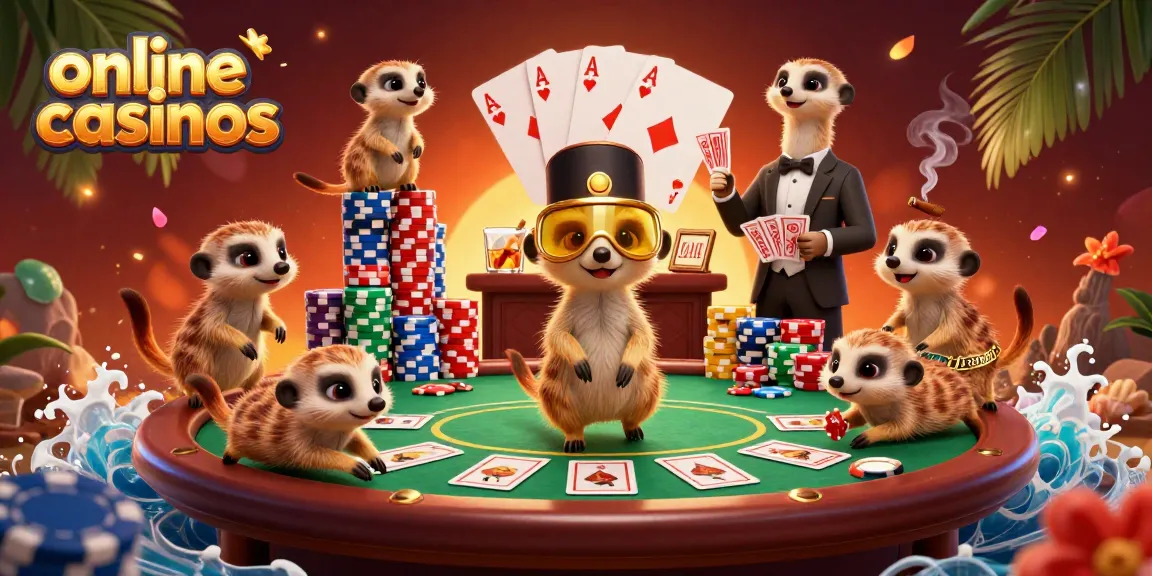 Experience the vibrant world of online casinos featuring lively meerkats in a dynamic casino scene.