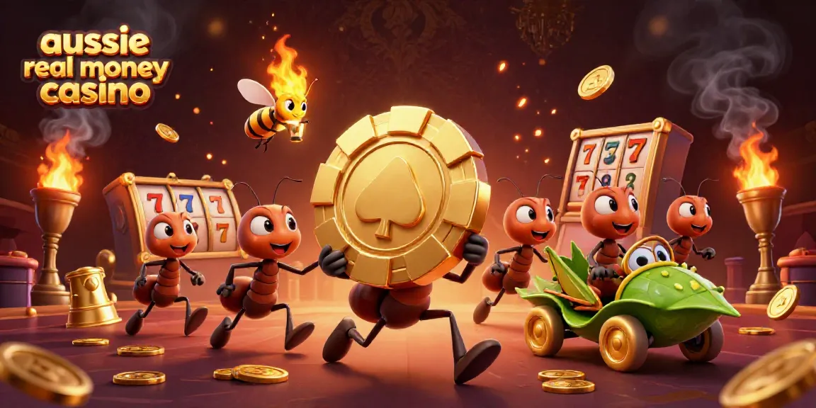 Experience exciting gameplay at the aussie real money casino with animated characters and vibrant casino elements.