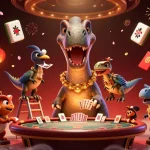 Experience SC88 VIP action in a fantastical 3D casino scene with dinosaurs and vibrant gaming elements.