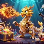Engage with app 33Win: a vibrant gaming experience featuring a golden dragon and dynamic casino elements.