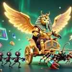 Play exciting games at vn168, showcasing a vibrant 3D illustration with rich gambling elements.