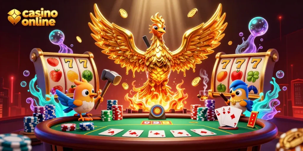 Joacă la casino online și câștigă cu sloturi fantastice, având o pasăre fabuloasă de aur la îndemână.
