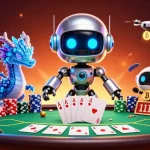 Experience exciting poker action at xx88 com with a dynamic 3D scene featuring robot mascots and poker elements.
