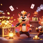 Join the fun at Link tải sunwin with hyenas celebrating in a vibrant casino scene filled with treasures.