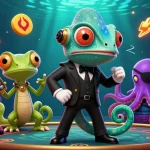 Engage with Game Slot excitement featuring a vivid casino scene with colorful arcade elements and engaging characters.