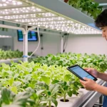 Technician monitoring cika4d slot in modern indoor agriculture facility with optimal plant growth.