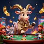 Bosjoko reveals festive 3D cartoon Krampus controlling a lively casino with angel mouse and elf gremlins stealing chips.