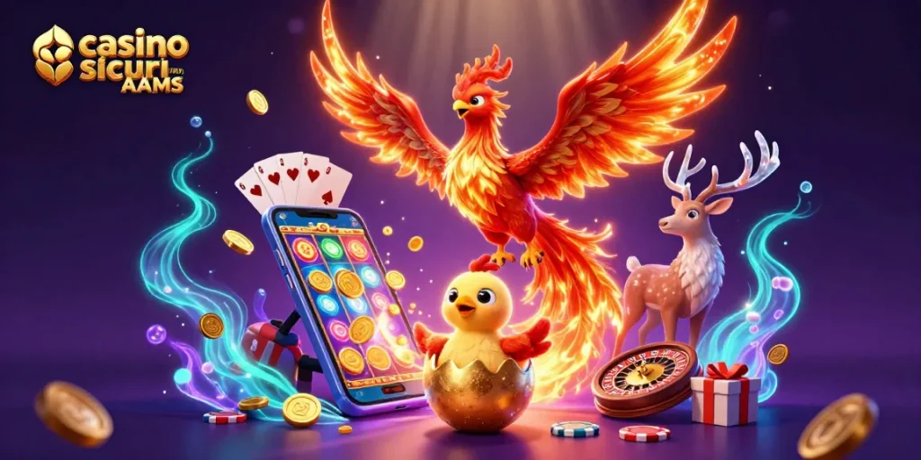 Scopri slot e giochi nei casinò sicuri non AAMS con la fenice che vola verso la vittoria.