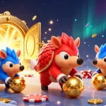 Les pangolins rivalisent aux jeux de casino en ligne français, entourés de trésors et de lumières scintillantes.