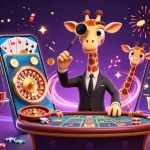 バカラ カジノのためのカラフルなゲームシーンで、勝ちのチップが散らばるガラフルなイラスト。