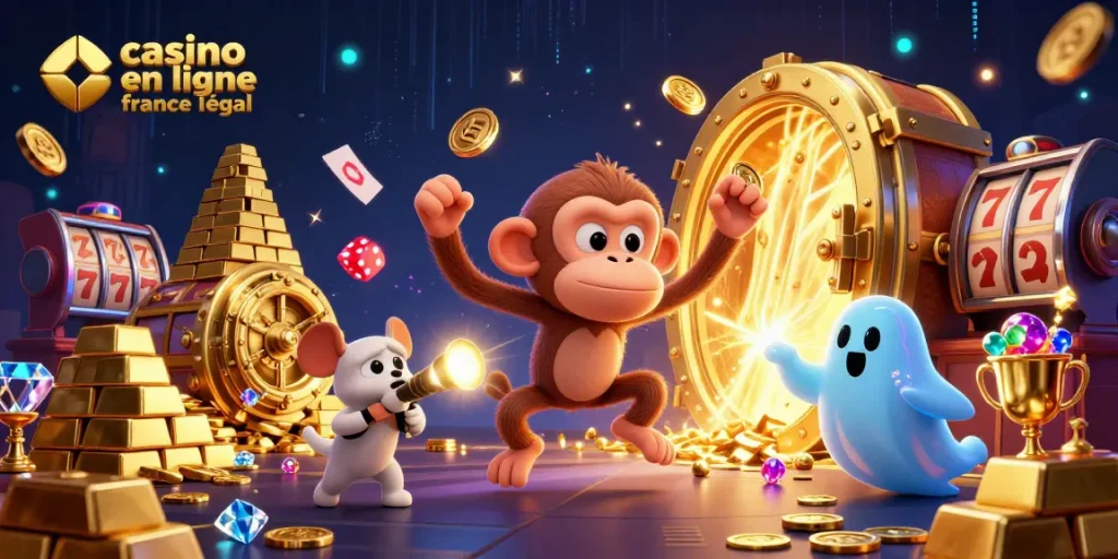 Jouez dans un casino en ligne France légal avec le singe poltergeist et un chiot chasseur de fantômes.