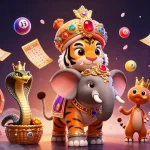 Jeux captivants au casino en ligne France légal avec un éléphant chatoyant, loterie et ambiance festive.