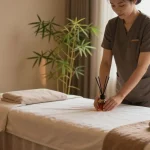 Relaxing 고양출장안마 therapy room with calming decor and professional setup.