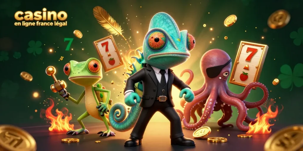 Vivez l'action avec le chameleon secret agent et le gecko au casino en ligne France légal.